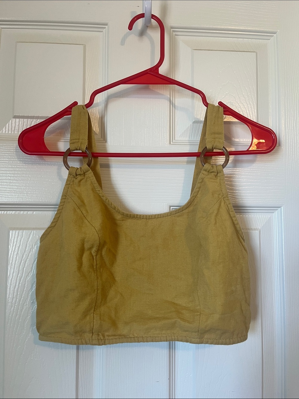 American Eagle Outfitters Mustard Smocked Cropped Tank